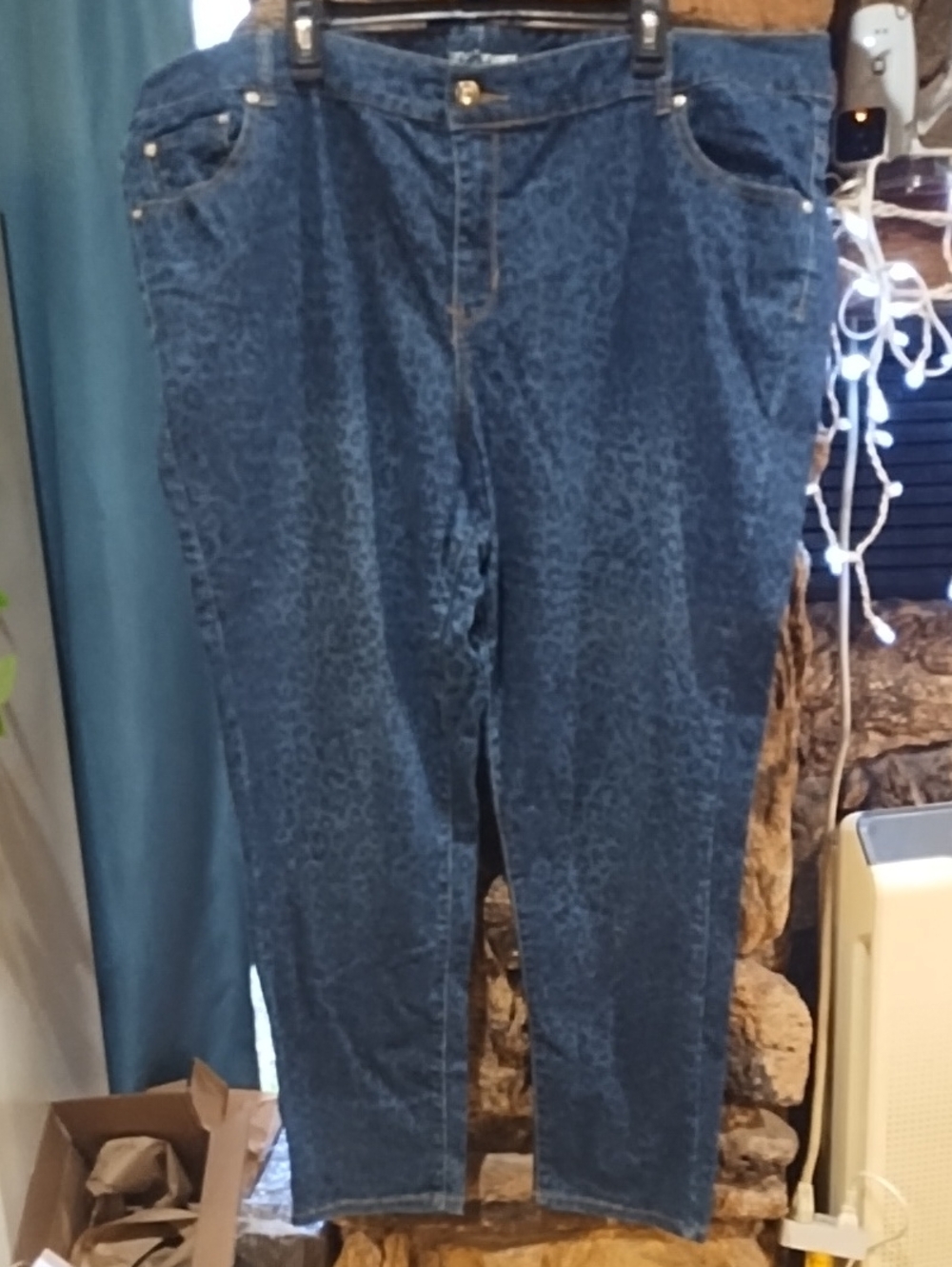 Lane Bryant Dark Blue Leopard-Print Jeans